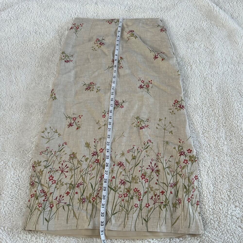 Mix Nouveau Womens Linen Skirt Biege Peasant Maxi Cottage Core Soft Floral 12 - Picture 2 of 5